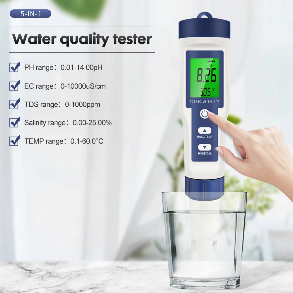 5 In 1 Digital PH TDS EC Meter - Ph Meter Digital Water Tester ulasan dan harga